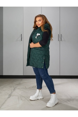Жіноча жилетка з капюшоном колір смарагдовий