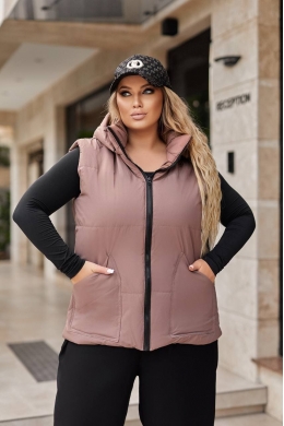Жіноча жилетка з капюшоном колір шоколадний