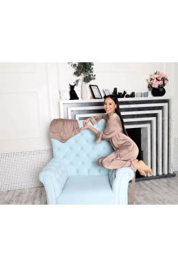 Піжамний костюм четвірка Raya (штанимайкашортихалат) з шовку Армані Бежевий