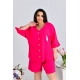 Жіночий костюм двійка з шортами колір малина