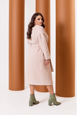 Пальто жіноче з кашеміру на підкладці з поясом бежевого кольору