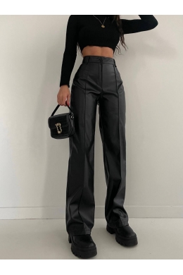 Жіночі штани з еко шкіри колір чорний