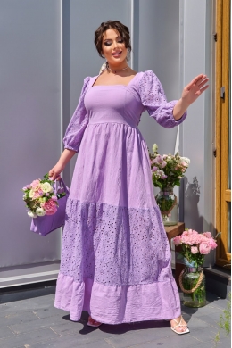 Жіноче комбіноване плаття максі колір бузковий