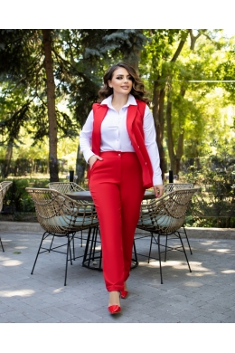 Жіночий костюм двійка брюки з жилетом червоного кольору