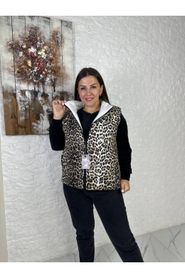Жіноча двостороння леопардова жилетка колір білий