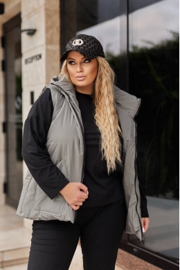 Жіноча жилетка з капюшоном колір сіро-оливковий