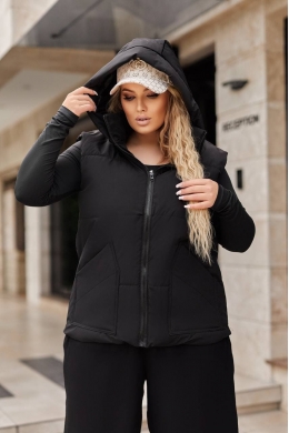 Жіноча жилетка з капюшоном колір чорний