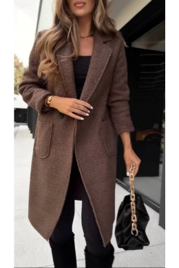 Жіноче демісезонне пальто кольору шоколад