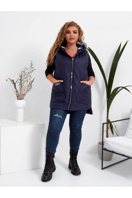Жіноча жилетка з накладними кишенями синього кольору