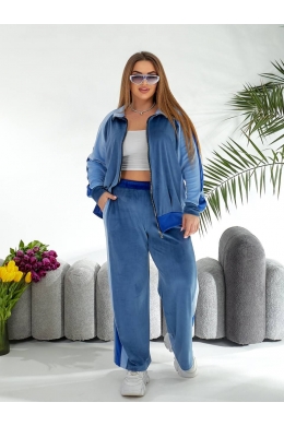 Жіночий велюровий спортивний костюм синього кольору
