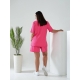 Жіночий костюм двійка з шортами колір малиновий