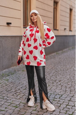 Жіноче худі оверсайз принт червоне серце колір білий