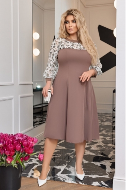 Жіноча комбінована сукня колір капучино