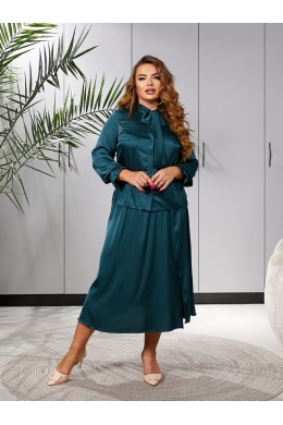 Костюм жіночий блуза та спідниця колір зелений
