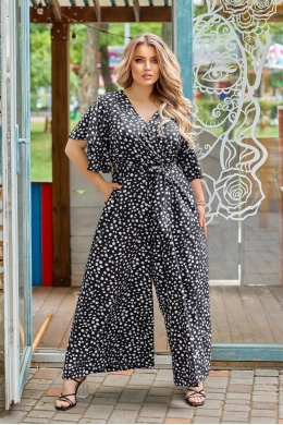 Жіночий комбінезон із брюками палаццо колір чорний