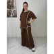 Жіночий костюм двійка вільного крою кольору шоколад