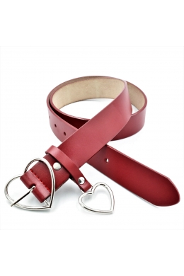Шкіряний жіночий ремінь Червоний