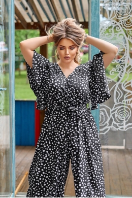 Жіночий комбінезон із брюками палаццо колір чорний