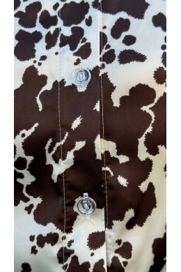 Жіночий костюм двійка блуза та штани колір білий-шоколад