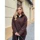 Жіночий полушубок шоколадного кольору