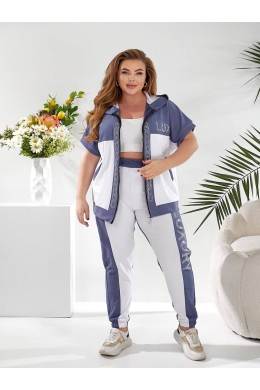 Жіночий прогулянковий легкий костюм сіро-білого кольору
