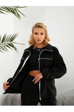 Жіночий флісовий спортивний костюм двійка колір чорний