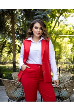 Жіночий костюм двійка брюки з жилетом червоного кольору