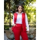 Жіночий костюм двійка брюки з жилетом червоного кольору