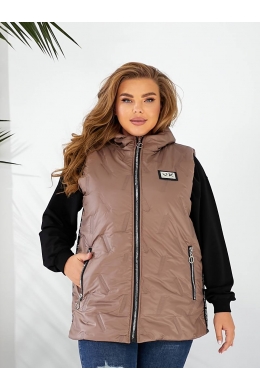 Жіноча жилетка колір з капюшоном колір мокко