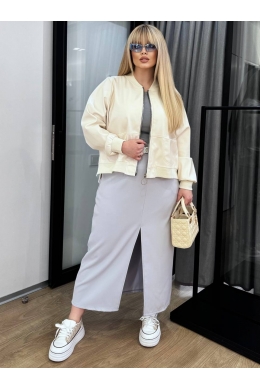 Жіноча куртка бомбер з еко шкіри колір молочний